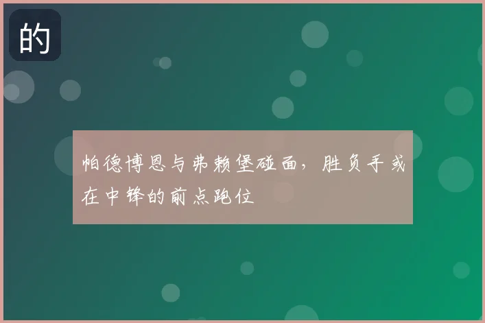 帕德博恩与弗赖堡碰面，胜负手或在中锋的前点跑位